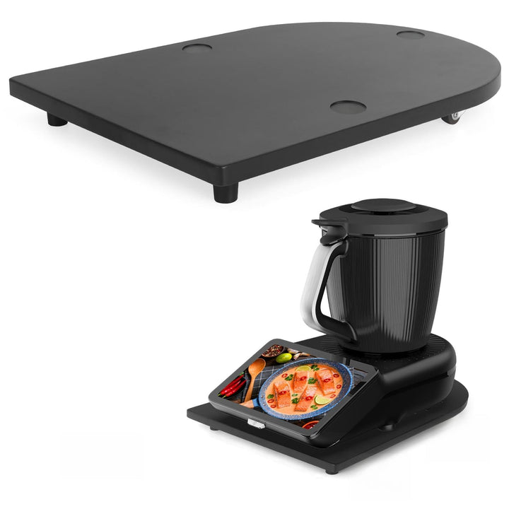 Gleitbrett für Thermomix TM7,Brett für Thermomix mit 360° Rollen Vertiefungen, Bambus Rollbrett Slid