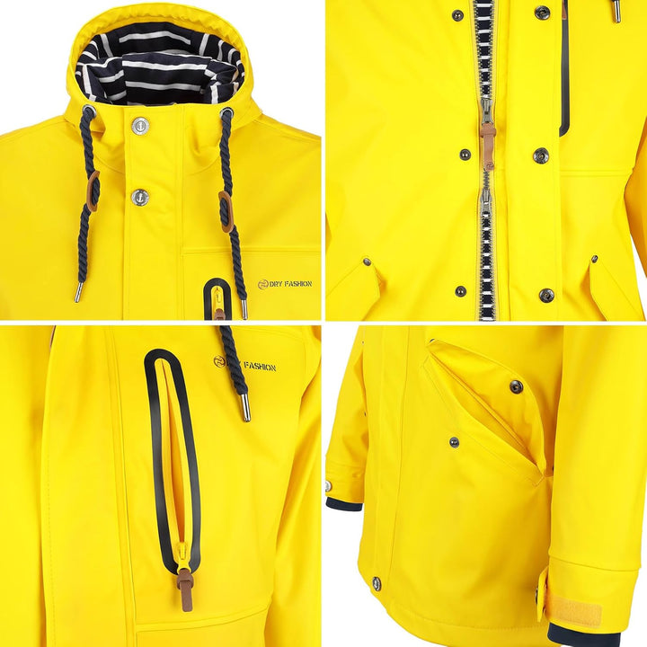 Dry Fashion Herren PU-Parka Lübeck - Regenjacke Herren Wasserdicht Winddicht Reissverschluss Outdoor
