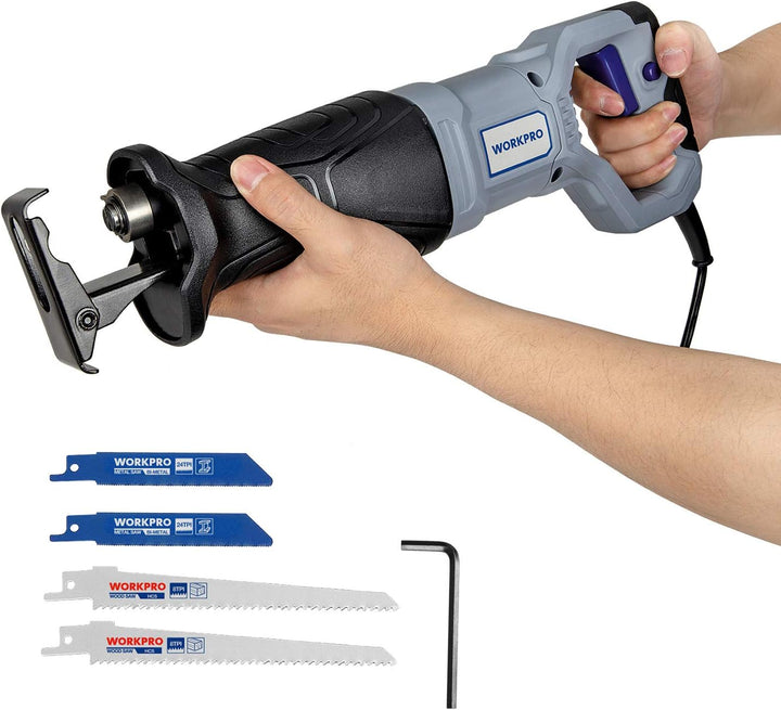 WORKPRO Säbelsäge Universalsäge Reciprosäge 2800RPM 710W Hublänge 20mm mit 4 Sägeblätter für Holz un