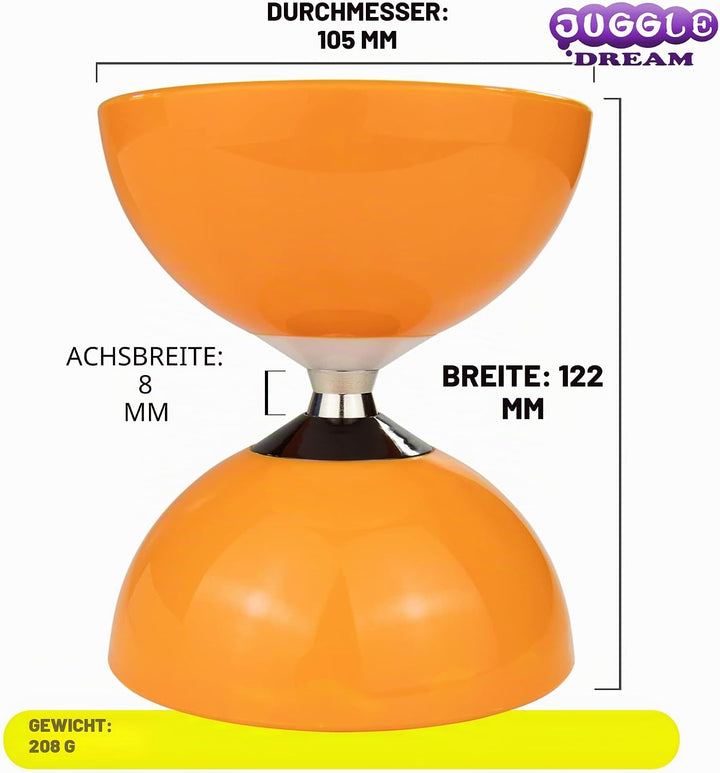 Juggle Dream Carousel Diabolo Jonglier-Set - Dreifach-Kugellagerachse - mit Aluminiumstäben und Onli