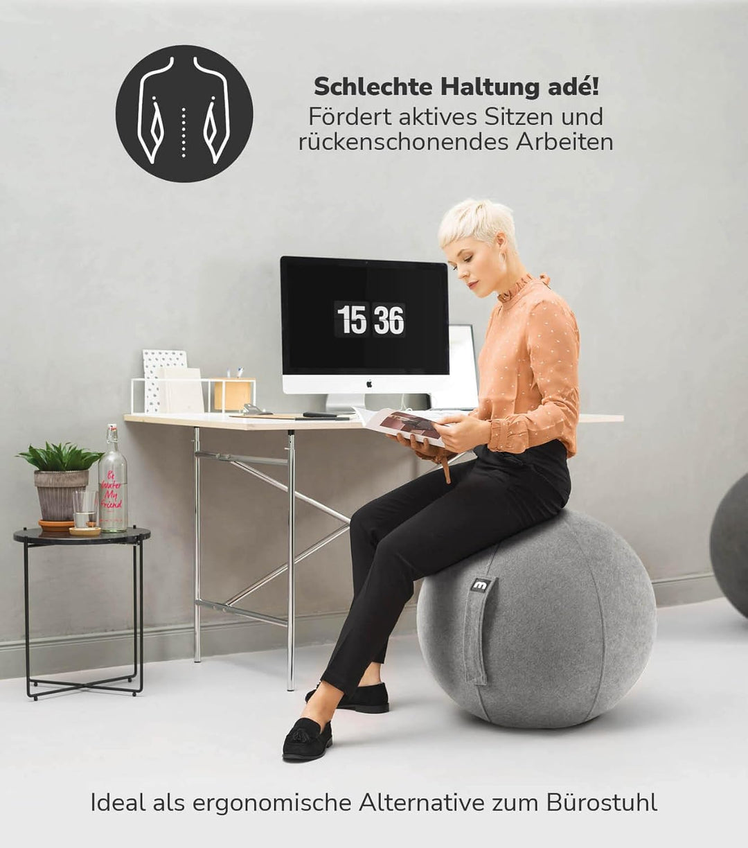 mokebo Stoff Sitzball Büro ergonomisch 'Der Sportliche' Gymnastikball Schwangerschaft mit Pumpe, Pez