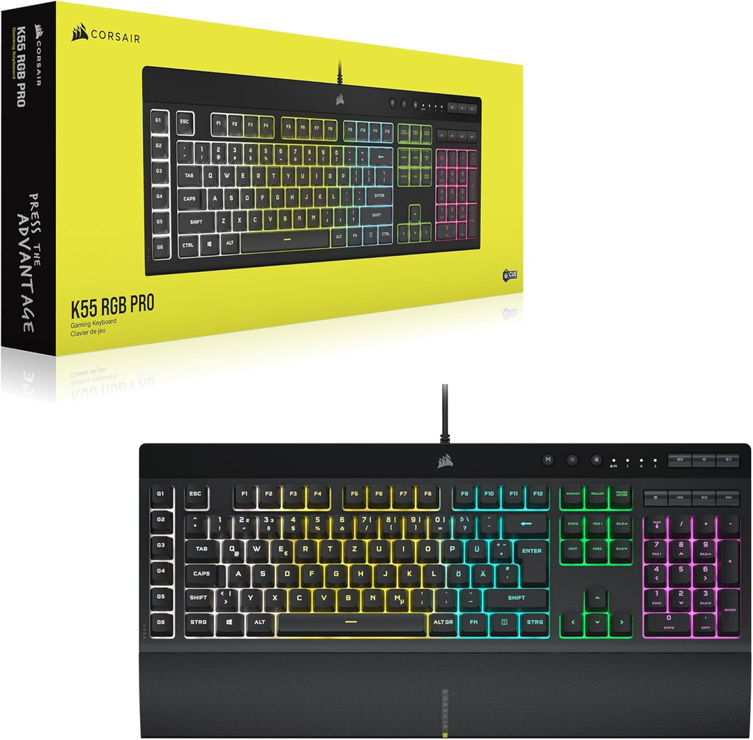 CORSAIR K55 RGB PRO Kabelgebundene Membrantastatur - IP42 staub- Und Spritzwassergeschützt - 6 Makro