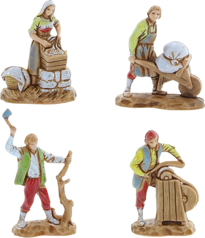 Moranduzzo Set 11 Berufe für Krippe 3,5 cm Massstab 1:50 - Unzerstörbare Krippenfiguren - Stil 700',