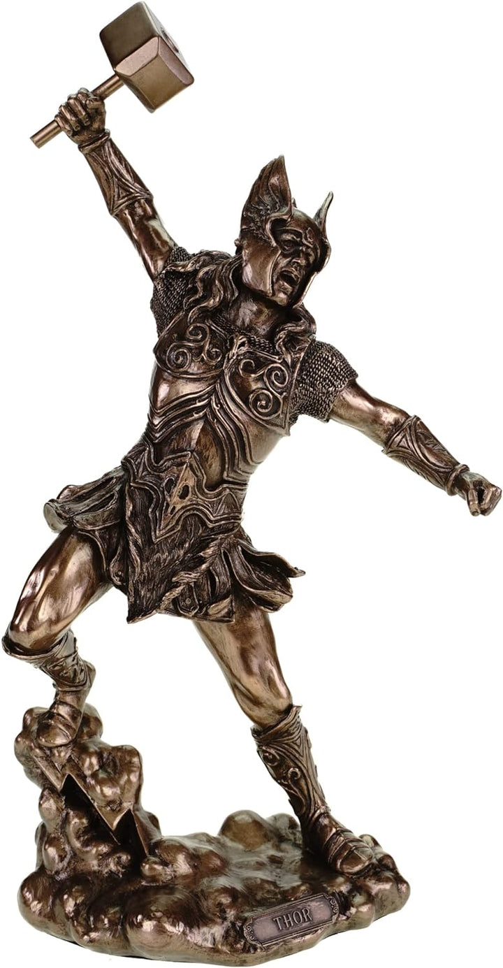 Nordischer Donnergott Thor in Rüstung Gott Figur bronziert Odin Skulptur by Veronese