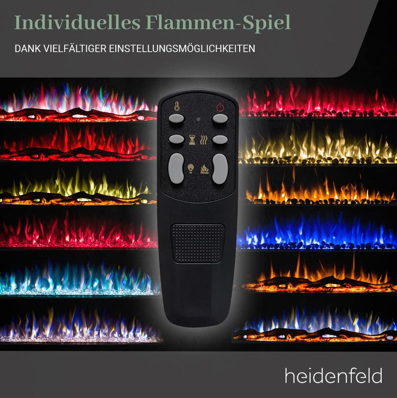 Heidenfeld Elektrokamin HF-WK400 - 𝟯 𝐉𝐀𝐇𝐑𝐄 𝐆𝐀𝐑𝐀𝐍𝐓𝐈𝐄 - 1500 Watt - LED Kamin mit 10 Farben - Fernbedi