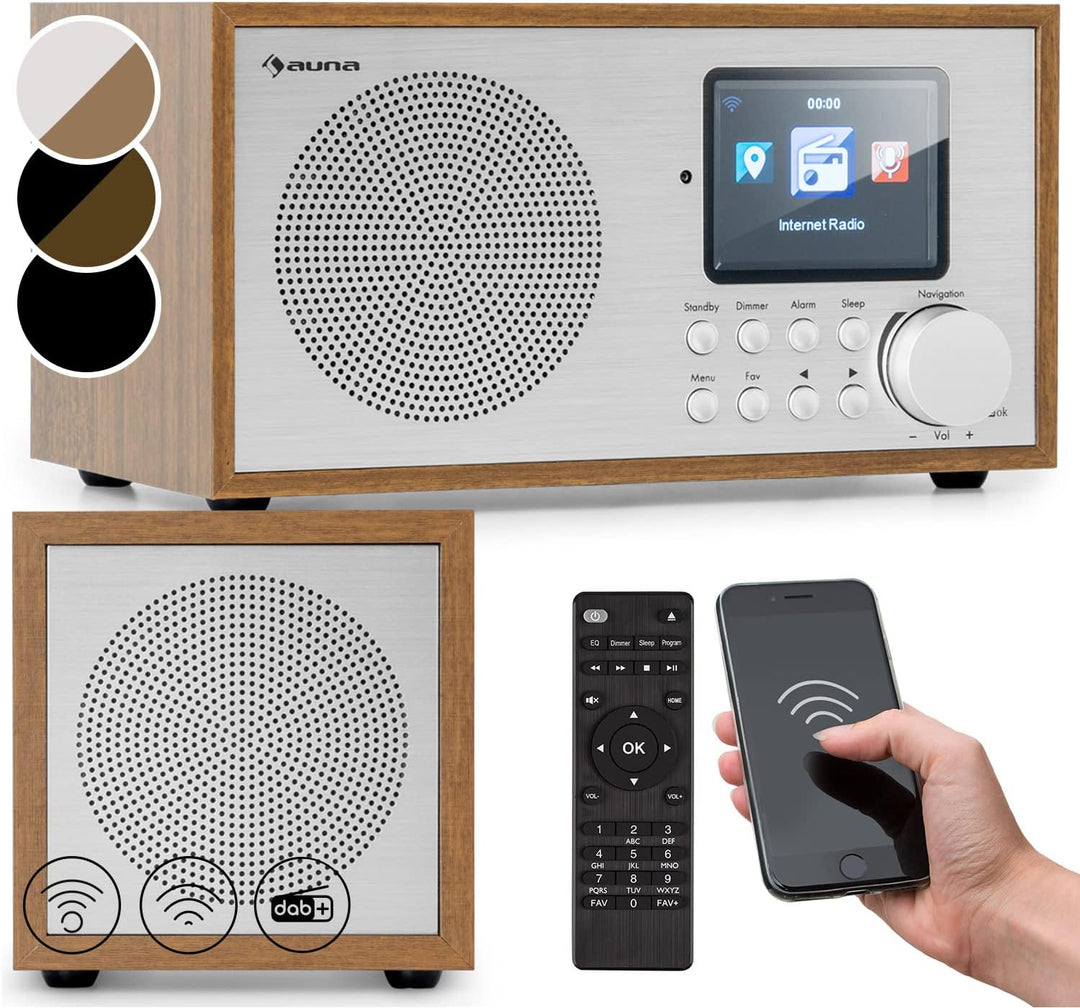 Auna Radio, Tragbares Internetradio, DAB Radio mit Bluetooth, DAB/DAB+/FM Radio mit Stereo-Lautsprec
