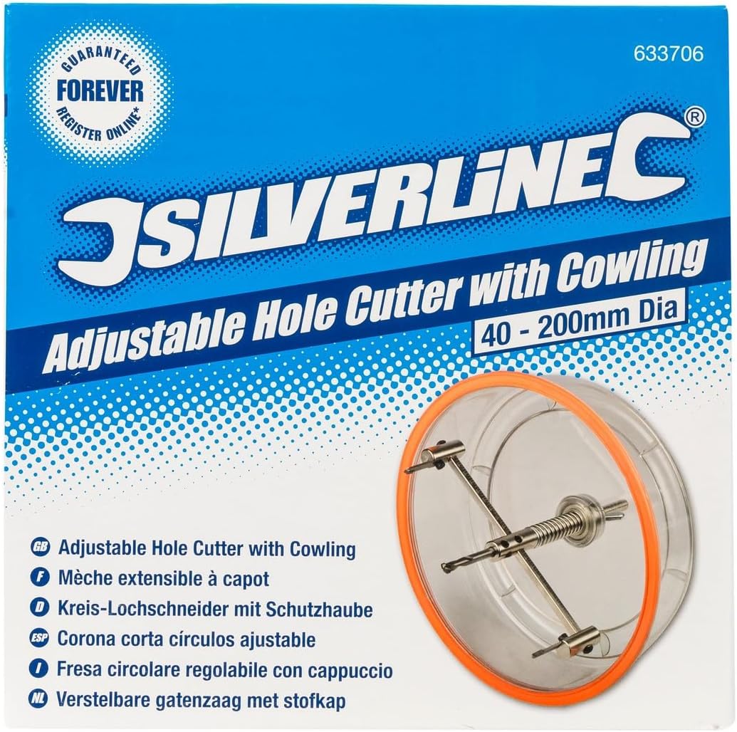 Silverline 633706 Kreis-Lochschneider mit Schutzhaube Ø 40–200 mm