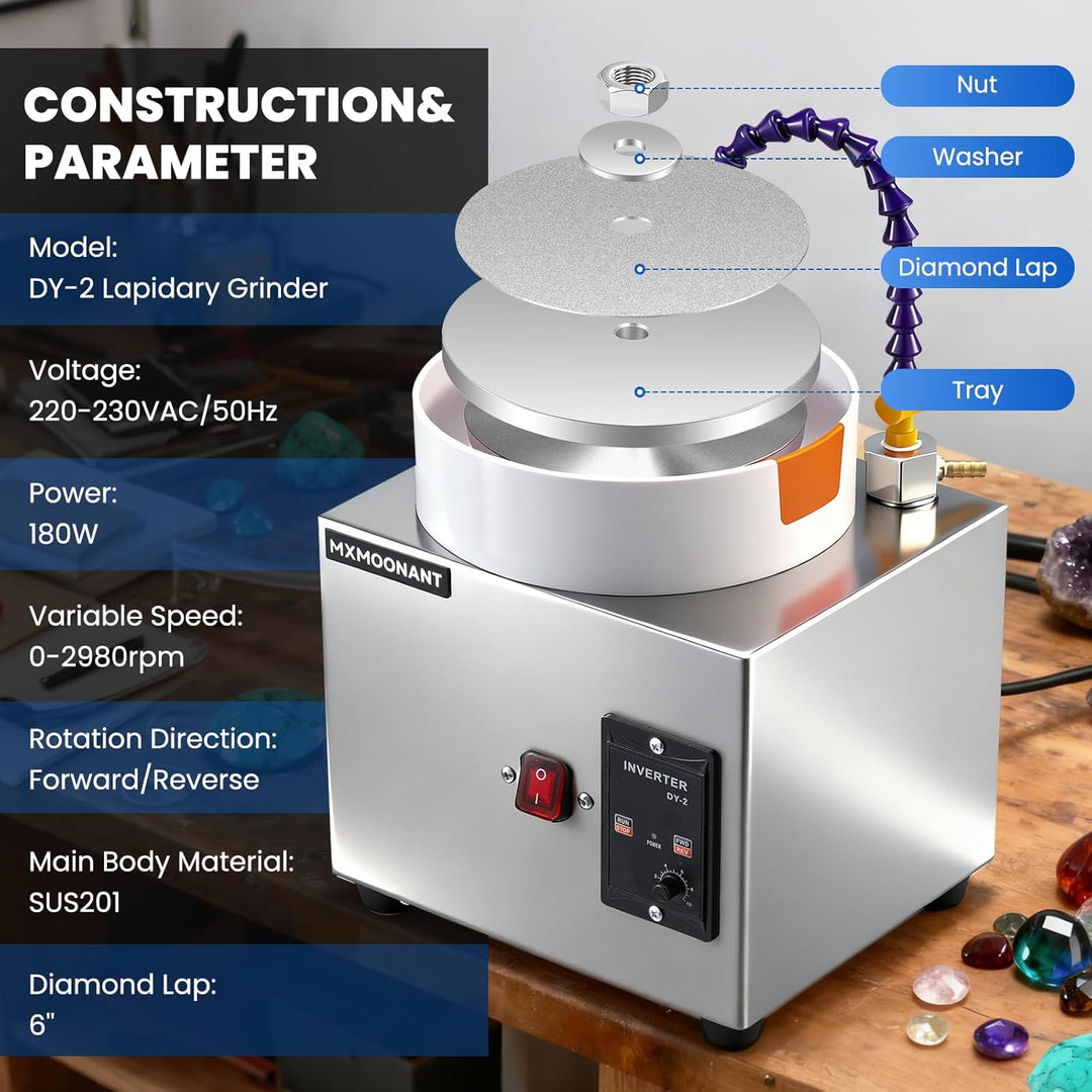 Mxmoonant 6-Zoll-Flachschleifmaschine 2980 U/min mit 5 Schleifscheiben, einstellbare Richtung und Ge