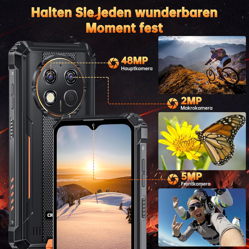 OUKITEL G1 Outdoor Handy Android 14-10600mAh 24GB+256GB Outdoor Smartphone Ohne Vertrag 6,52 Zoll 48