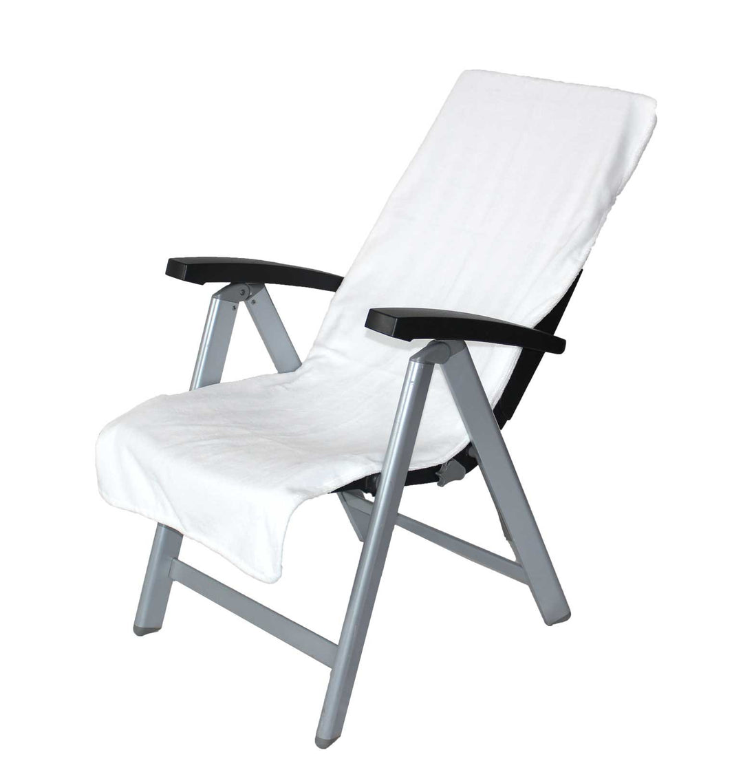 2er Pack Schonbezug für Gartenstuhl Campingstuhl Twin-Star 60x130 95° waschbar (weiss), Weiss