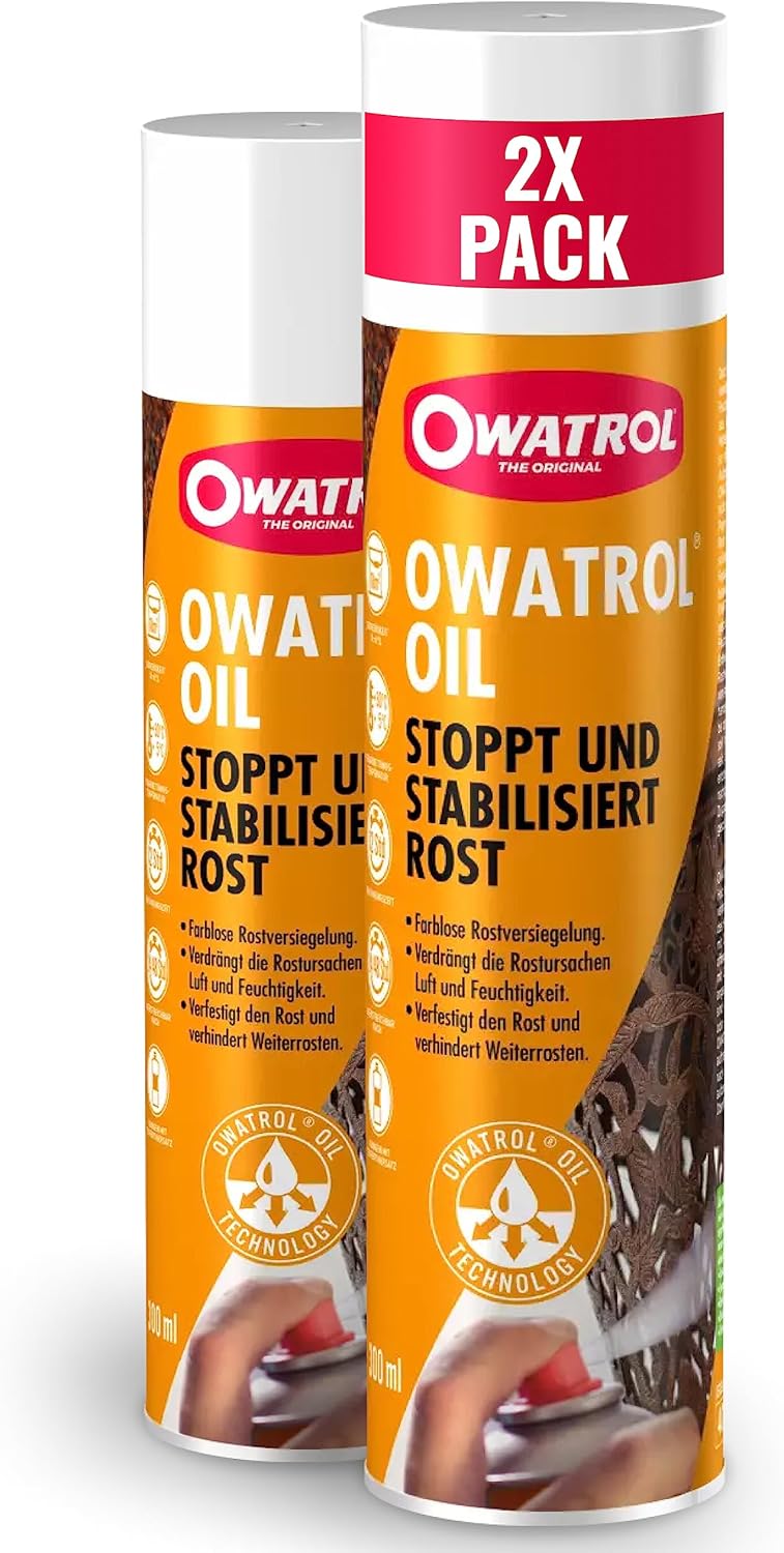 OWATROL® Rostschutz Spray 2x300ml - Für Metalle, Kunststoff, Glas, Holz, Farben & Lacke - Grundierun