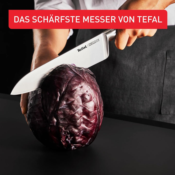 Tefal Precision Kochmesser 20 cm, schärfstes Messer, 22°-Klingenwinkel, Eishärtungstechnologie, Well