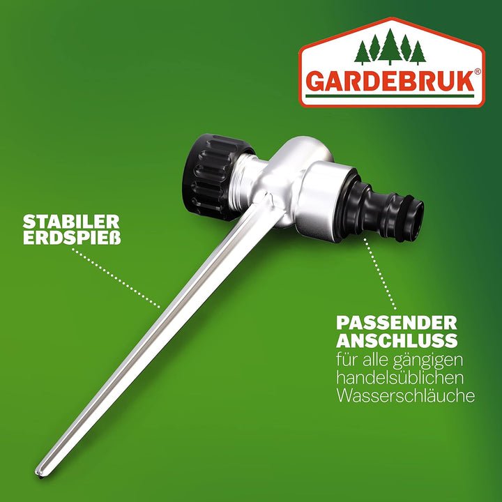 GARDEBRUK® Sprinkler 2er Set Erdspiess Sprengweite bis 24m Garten Impulsregner Rasensprenger Sektore