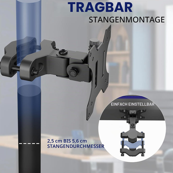 VIVO Mount-POLE01 Universal-Halterung aus Stahl mit abnehmbarer 75 mm und 100 mm VESA-Platte, passen