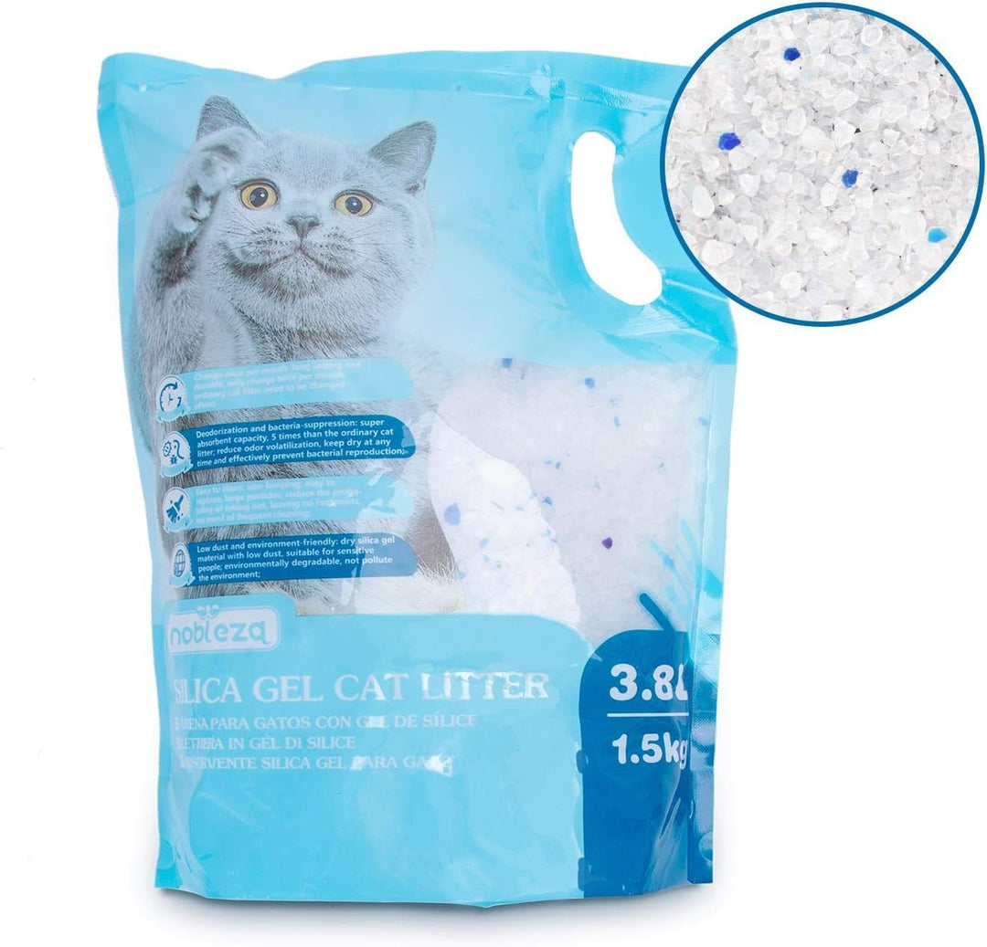 Nobleza - 30.4L Arena para Gatos de sílice Camada para gatitos de Gel de Diamante Absorbente， Cómodo