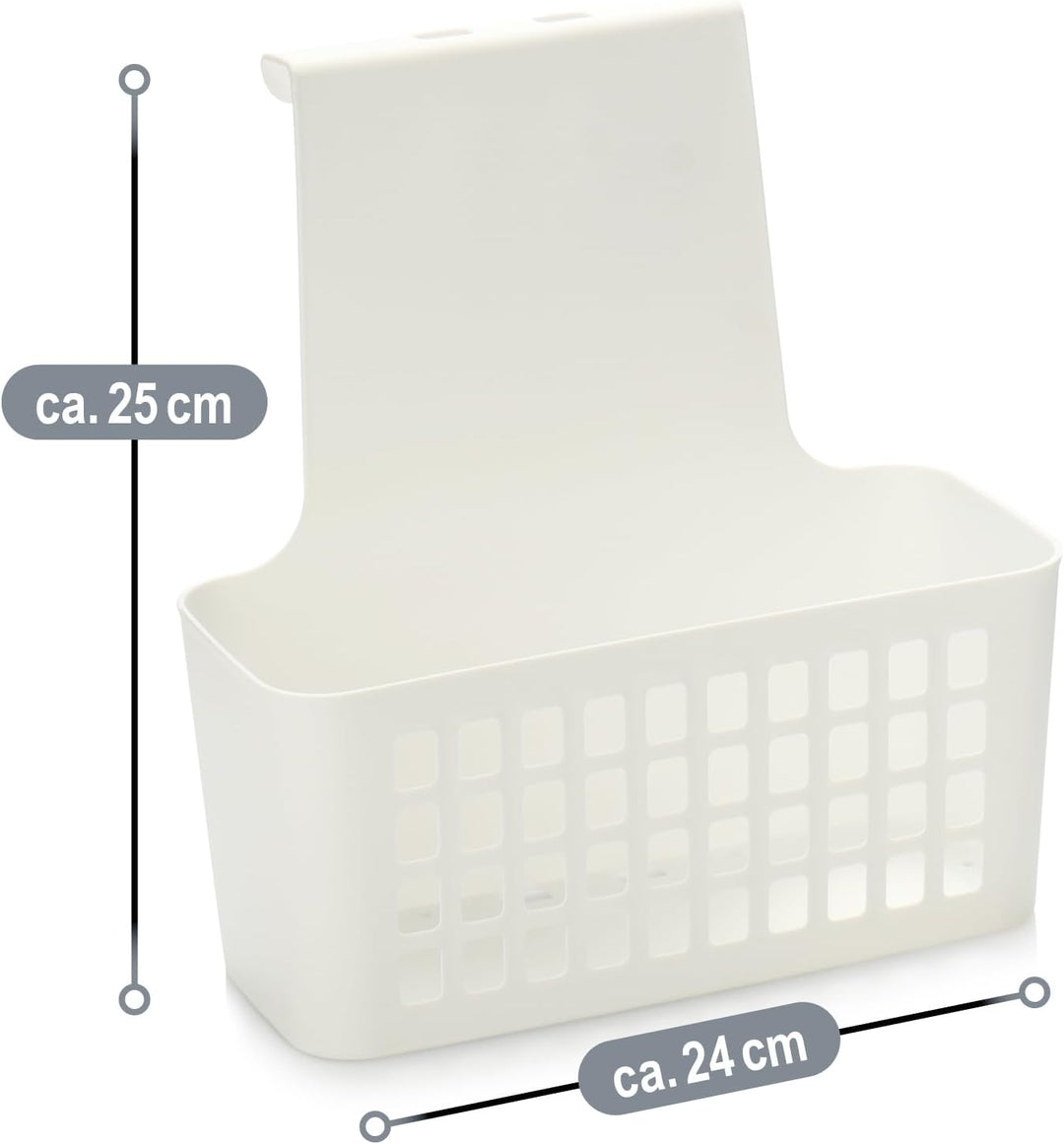com-four® 2X Hängekorb, robuste Aufbewahrungsbox aus Kunststoff, Organizer für Küche, Bad und Kleide