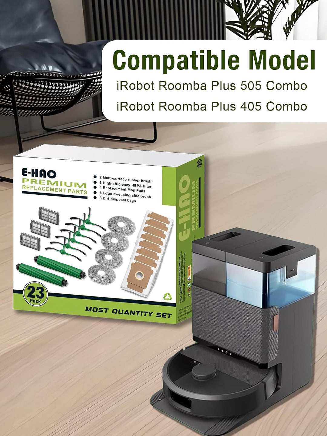 Ersatzteile für iRobot Roomba 505X, Plus 405/406/505/506/507 Combo | Staubsauger-Zubehör: 8 Staubbeu
