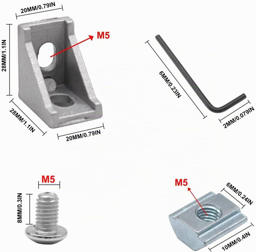 26 Stück Aluwinkel 20x20 Nut 6 Aluwinkel für Aluprofil 20x20 von iMetrx, 2028 Silber