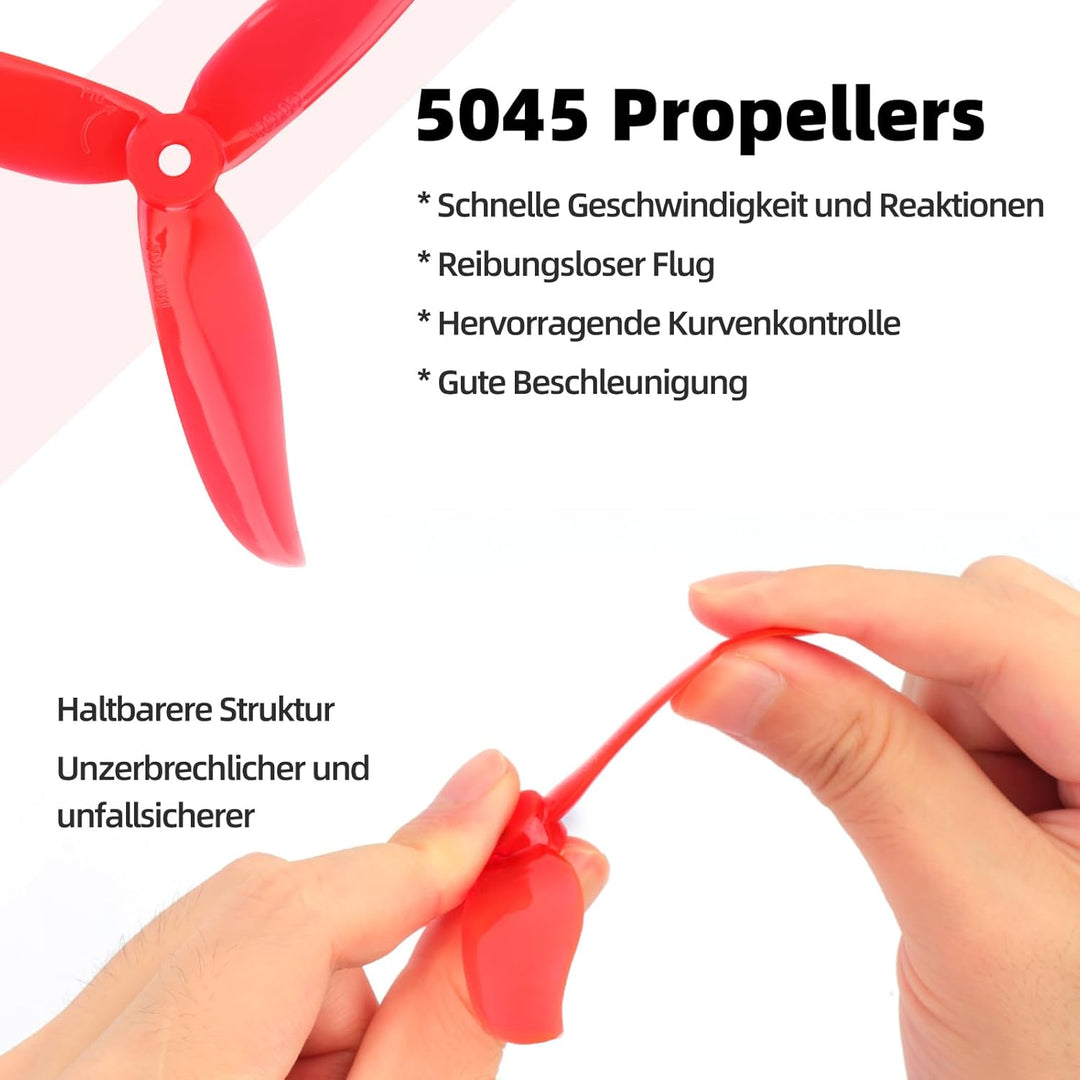 12pcs 5045 3-Blatt Propeller, 5Zoll Tri Blade Props für 2204 2205 2206-2306 Brushless Motoren FPV Ra