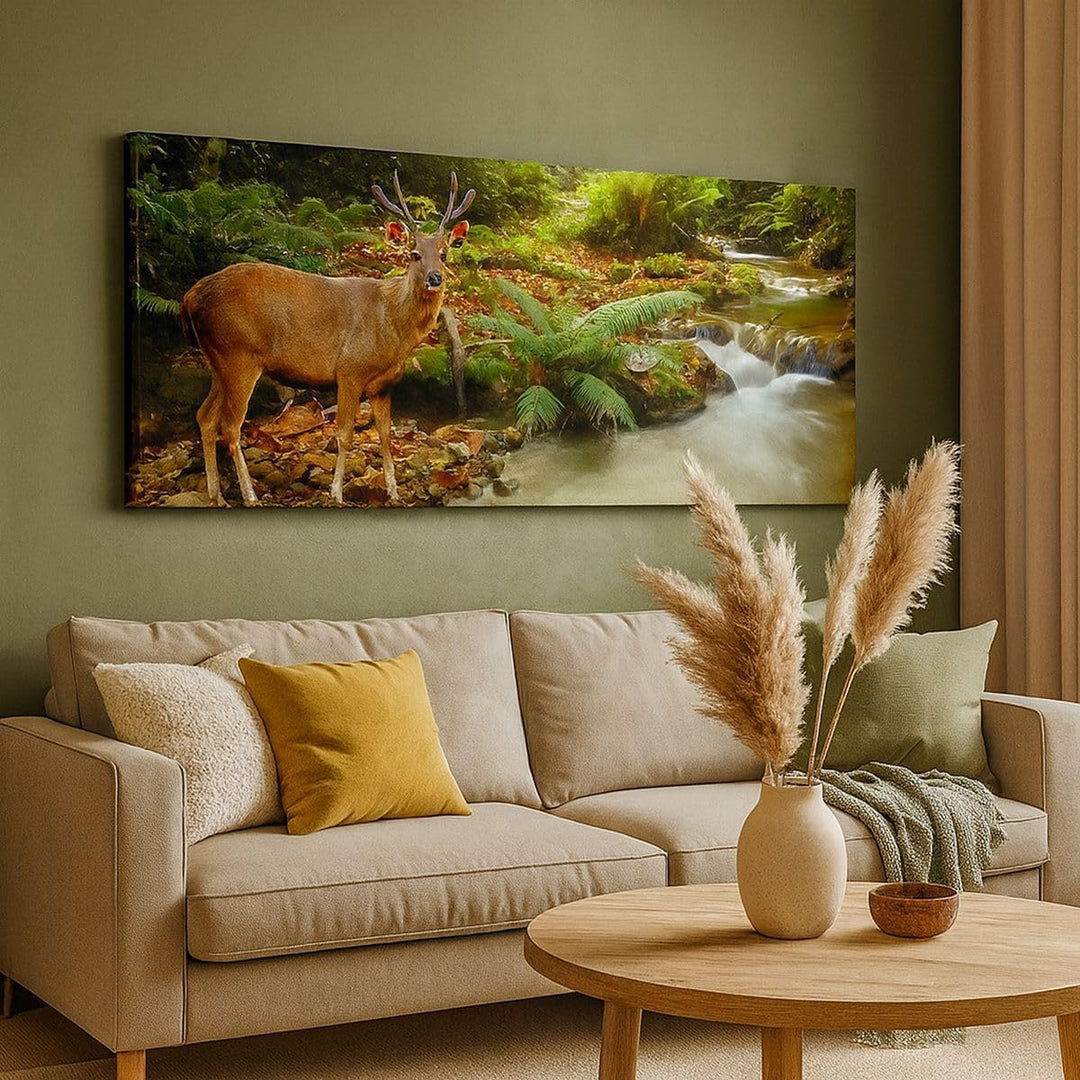 Panorama Bilder auf Leinwand 100x40cm Leinwandbild Herbst berg strom landschaft Gross Wanddeko Bild