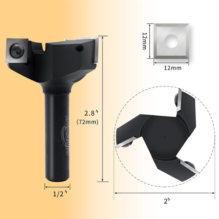 NITOMAK CNC-Spoilboard-Oberfräsen-Bit, 1,27 cm Schaft, 5,1 cm Schnittdurchmesser, Einsatz für Hartme