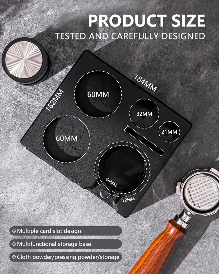 Tamperstation für Barista (51-58mm) | Schwarz Tamper Station aus ABS | Einstellbar Coffee Tamping St