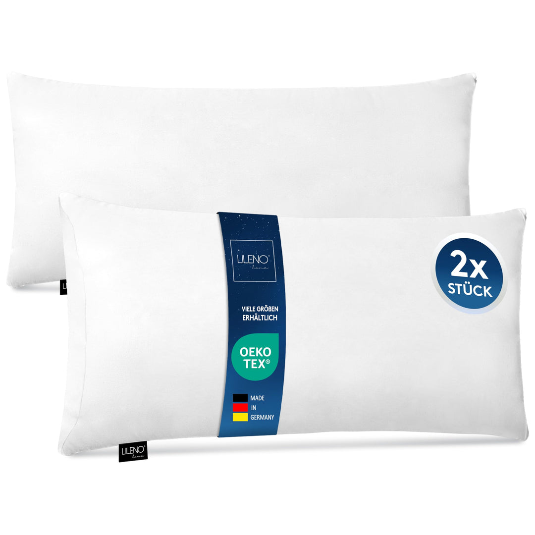 LILENO HOME Microfaser Kissen 40x80 cm Premium (450g Füllung) [2er Set] bis 95 Grad waschbar mit Rei