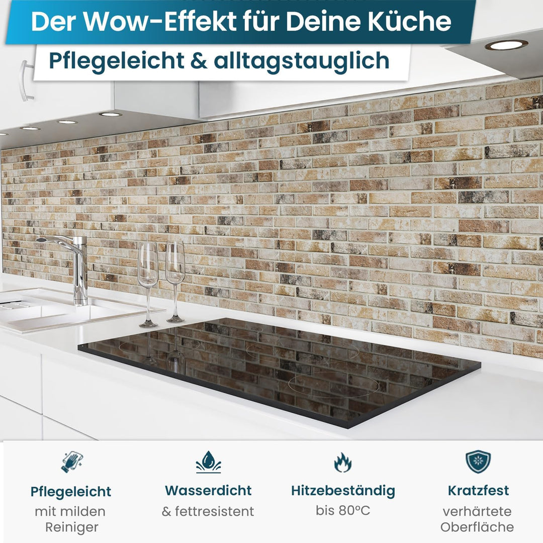 danario Küchenrückwand selbstklebend - Matt - Spritzschutz Küche - versteifte PET Folie - 0,37 mm -