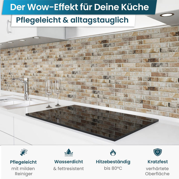 danario Küchenrückwand selbstklebend - Matt - Spritzschutz Küche - versteifte PET Folie - 0,37 mm -
