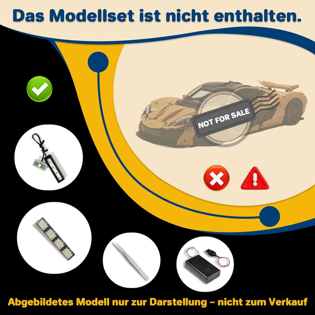LocoLee Licht Kompatibel mit Lego 42172 McLaren P1 Fernbedienung Version, Nur Lichter Set - Kein Mod