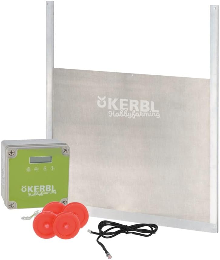 Kerbl 70545 Automatische Hühnertür Set inklusive Schiebetüre, Hühnerklappe Geflügelklappe Geflügelst