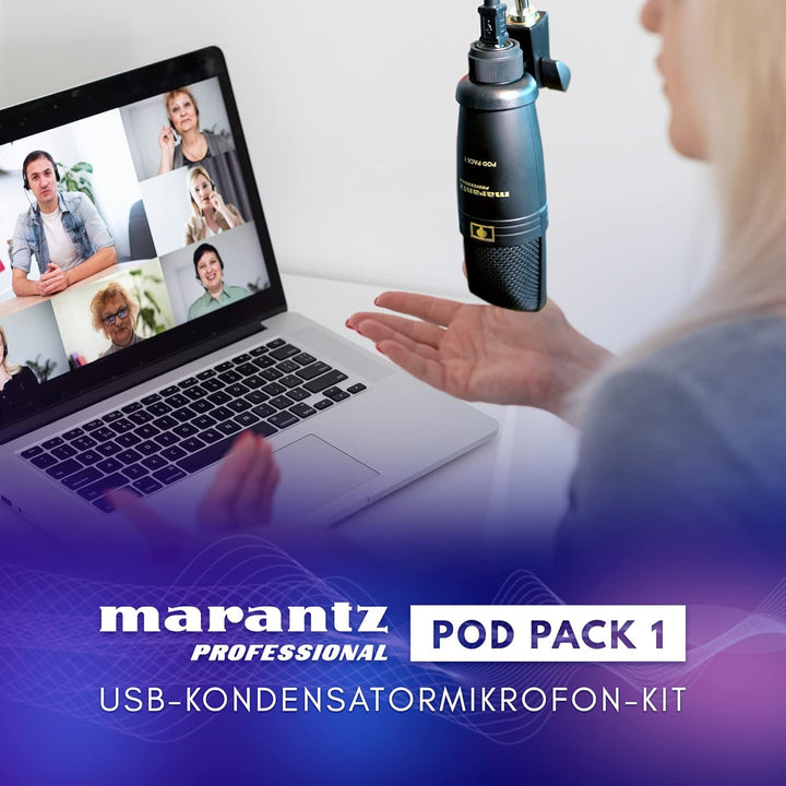 Marantz Professional Pod Pack 1 - USB Kondensator Mikrofon Kit für Gaming, Streaming und Podcasting