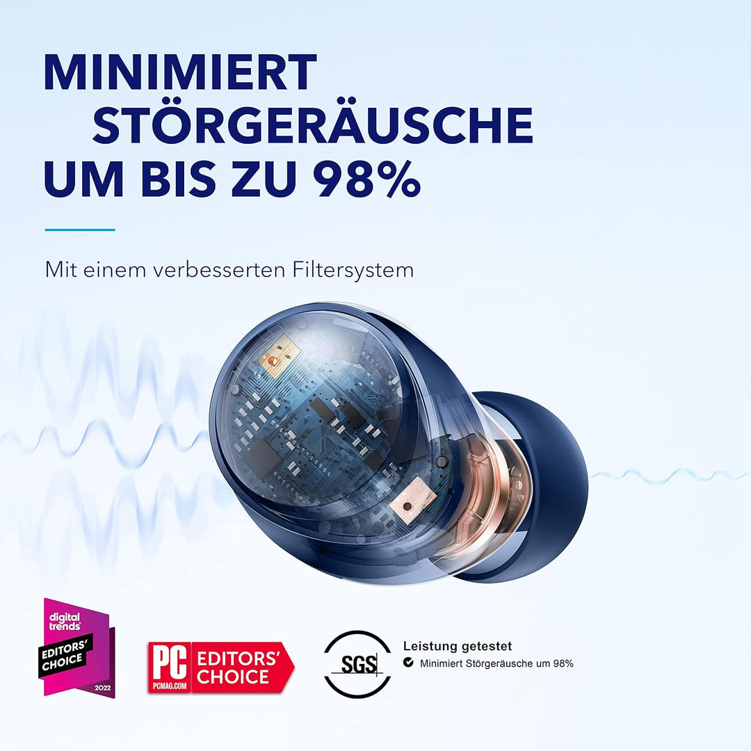 soundcore Anker Space A40, Kopfhörer kabellos, Automatische Geräuschunterdrückung bis 98%, 50h Wiede