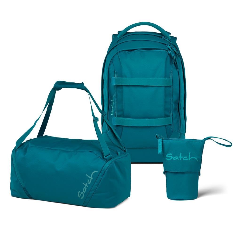Satch Pack Pencil Slider Edition Schulrucksack Set 3tlg. inkl. Sporttasche (Deep Petrol), Deep Petro