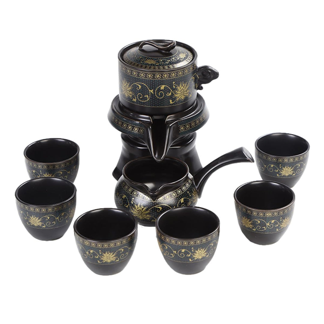 Ciieeo Chinesisches Keramik Teekannen Satz Vintage Kung Fu Teeservice mit 360° Drehbarer Teekanne un