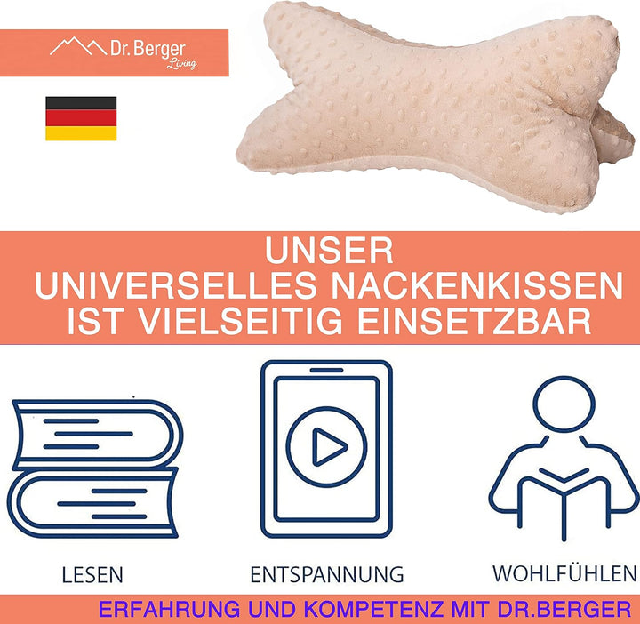 Dr. Berger Leseknochen Nackenrolle Lesekissen 40x18 cm Minky Design - 380g Baumwolle extra flauschig