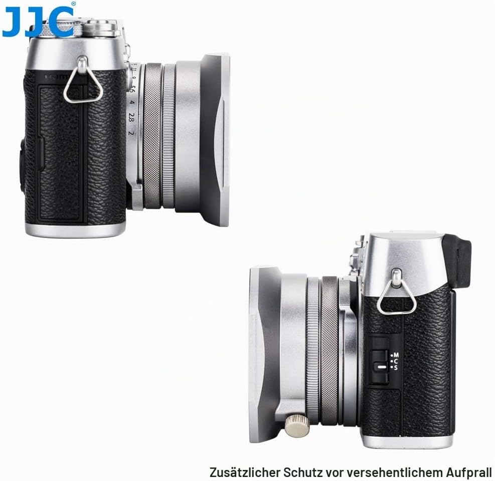 JJC Silber Sonnenblende und Filteradapter für Fujifilm X100V, X100F, X100T, X100S, X100 und X70 Kame