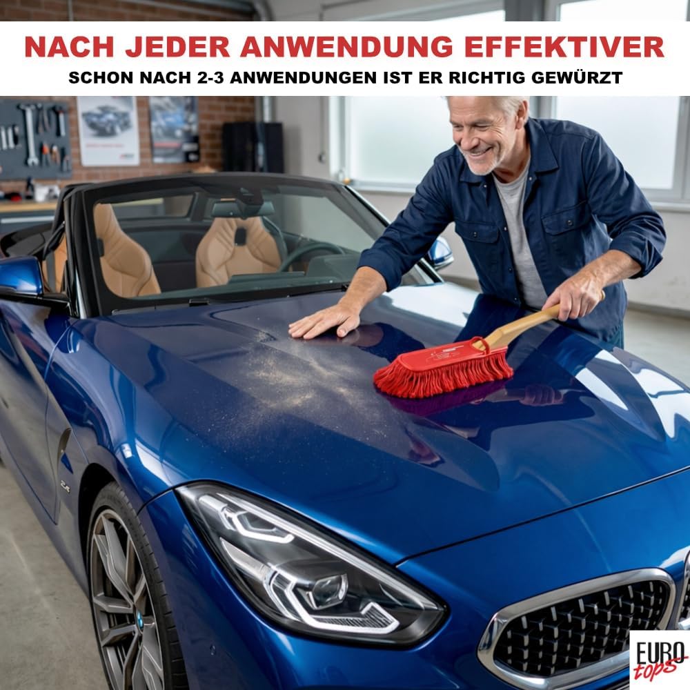 EUROtops Profi Car Duster Handbesen, Auto-Reinigung ohne Wasser Rot Extra Lang, Rot Extra Lang