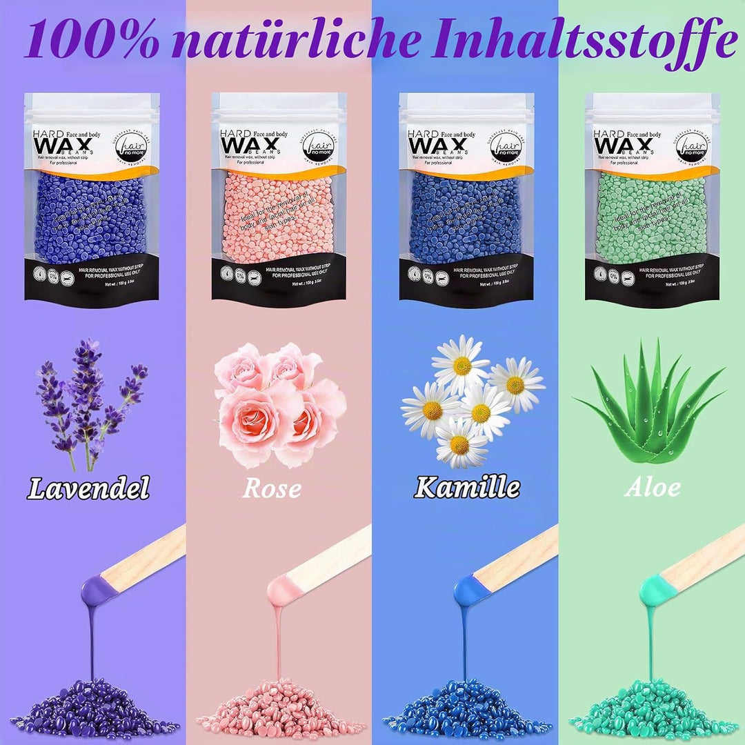 Wolady Waxing Filmwachs, 800g Wachsperlen Heisswachs mit 10 Holzspatel zur Enthaarung, Haarentfernun