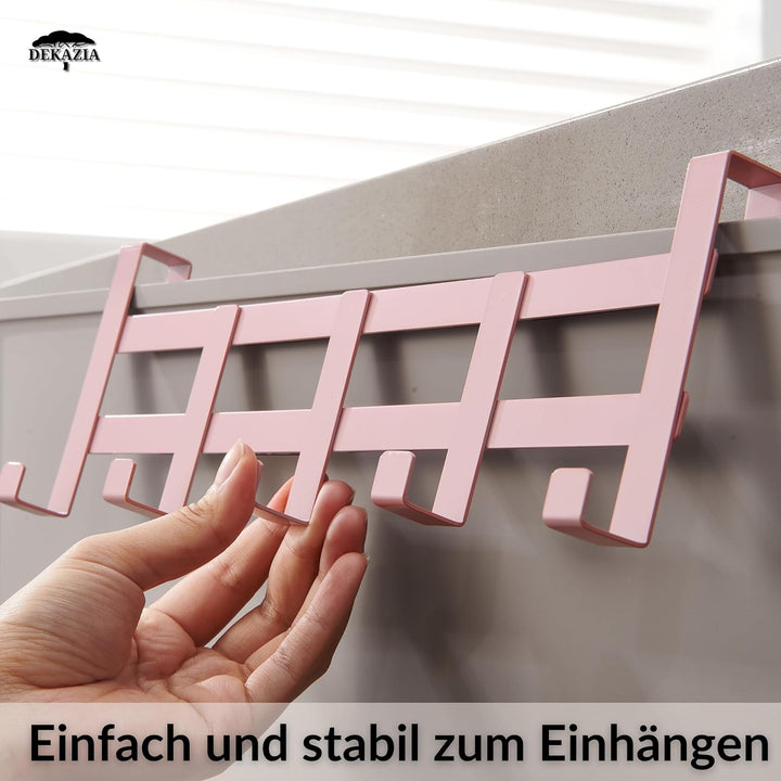 DEKAZIA® Türgarderobe Rosa zum Einhängen - Bunte Türhakenleiste für Kinderzimmer, Garderobenhaken &amp;
