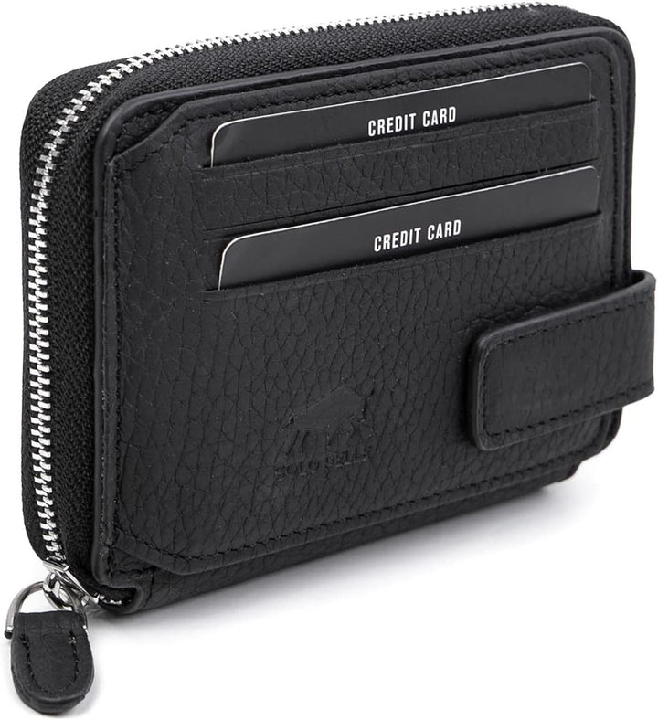 Solo Pelle Leder Geldbörse aus echtem Leder mit Magnetverschluss - Platz für 15-20 Karten + 1 Schein