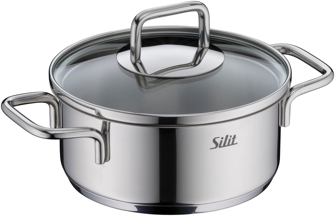 Silit Extra Cook Mini-Bratentopf 14 cm mit Glasdeckel, Innenskalierung, breiter Schüttrand, qualitat