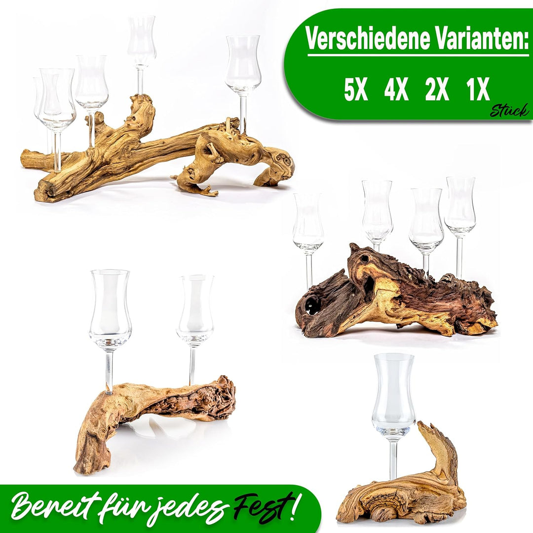 Deggelbam Schnapsgläser | Grappagläser | Grappawurzel edel auf Einer Wurzel aus Holz. Jedes Stück EI