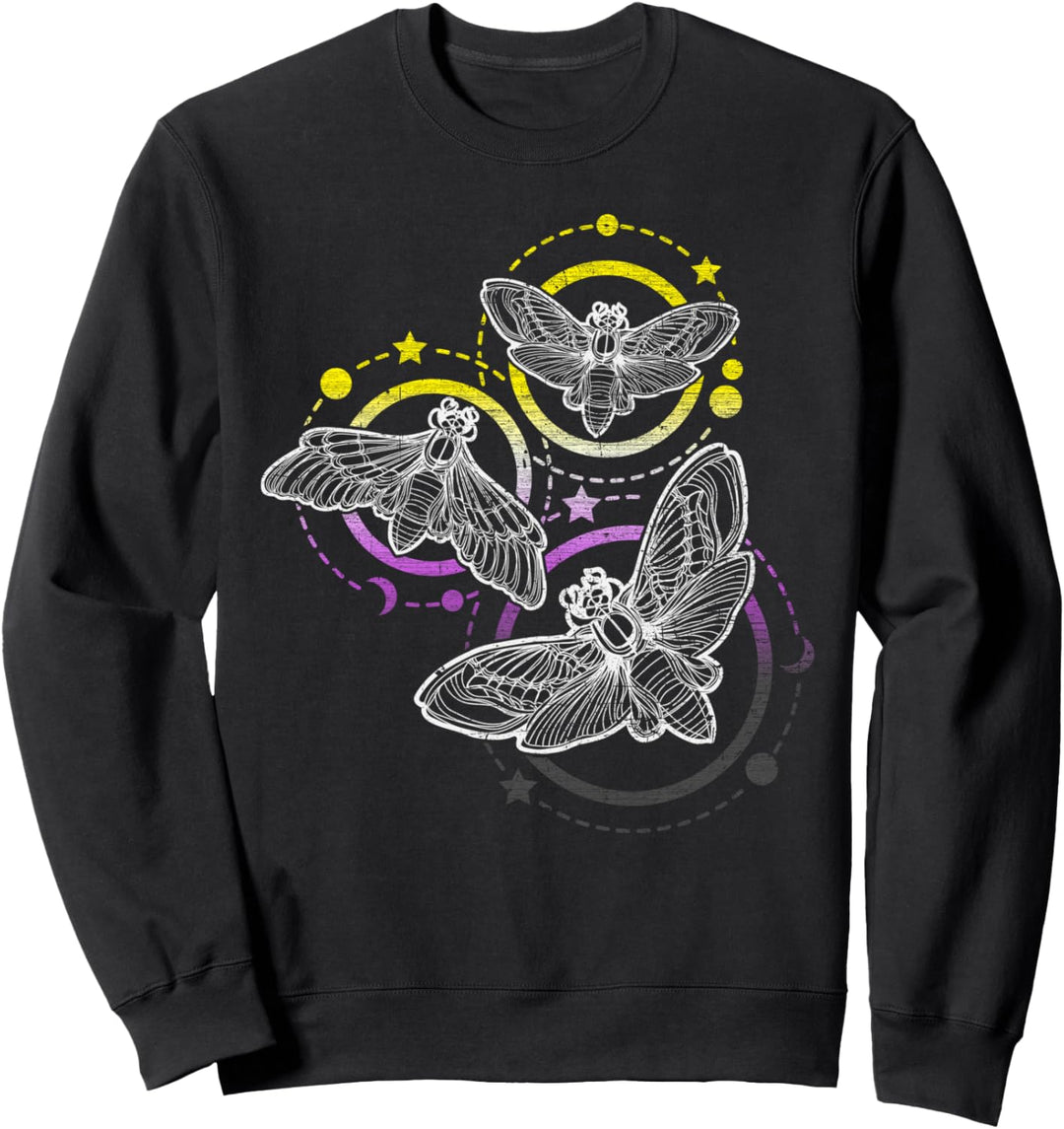Nonbinary Flaggenfarben, okkulte Schmetterlinge Sweatshirt