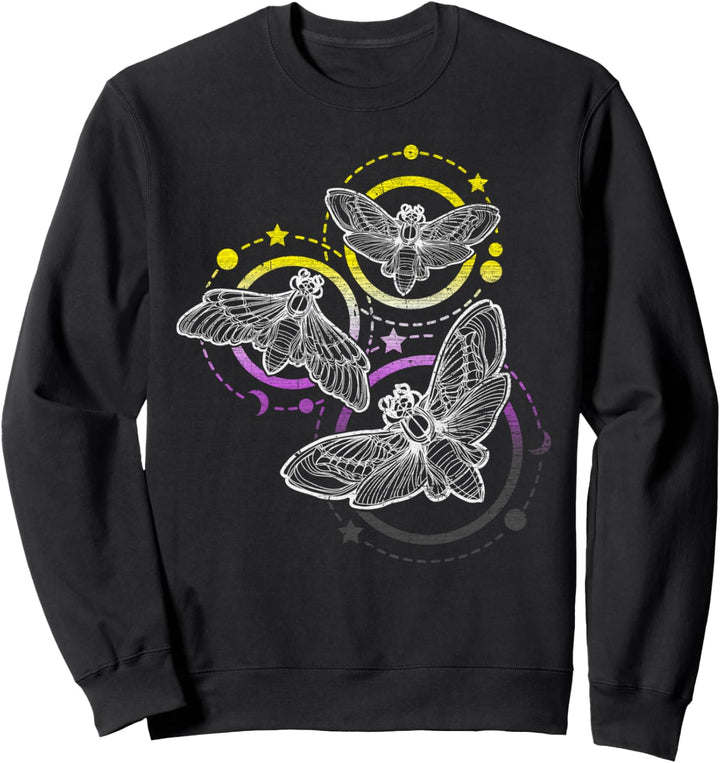 Nonbinary Flaggenfarben, okkulte Schmetterlinge Sweatshirt