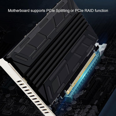 Topiky Quad M.2 NVMe auf PCIe 3.0/4.0 X16 Adapter, 4 Laufwerke NVMe M.2 SSD auf PCIe X16 Adapterkart