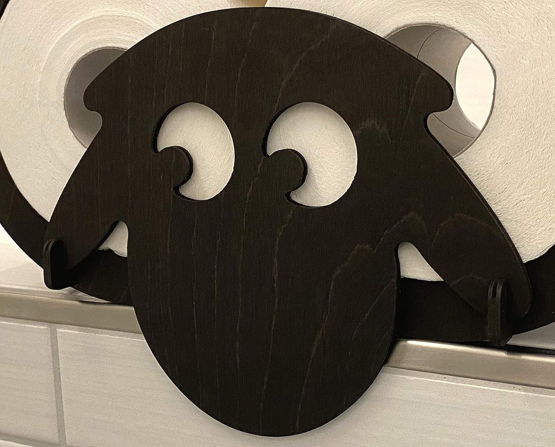 DanDiBo Toilettenpapierhalter Schaf Wand Schwarz Holz Toilettenrollenhalter WC Rollenhalter Ersatzro