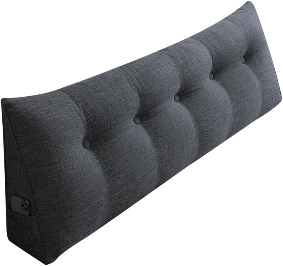Lesekissen für Bett oder Sofa, Nackenrolle, grosses Rückenkissen, Leinen, dreieckiges Kissen, Eckkis