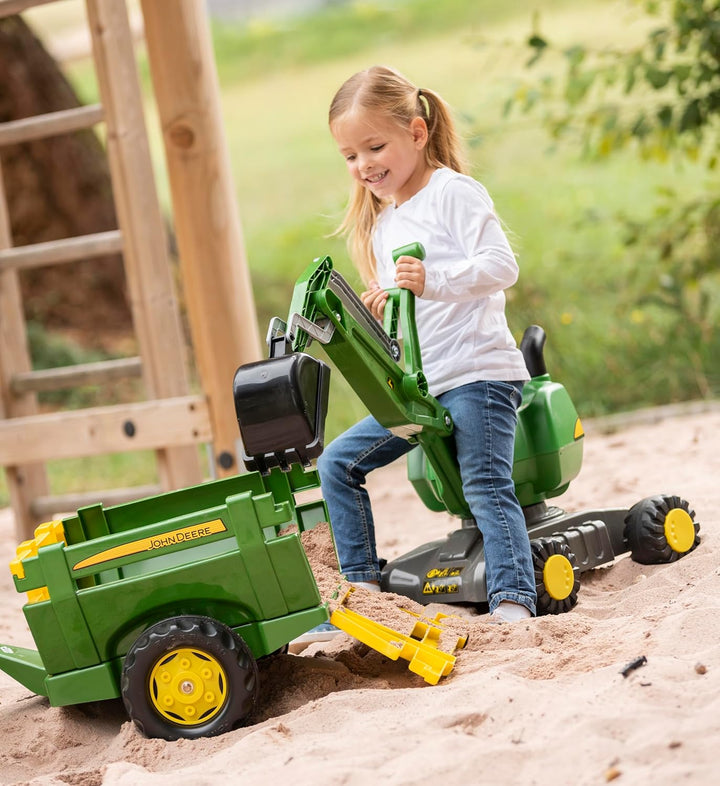 Rolly Toys 122103 - rollyFarm Trailer John Deere, Einachsanhänger, Traktoranhänger mit Heckklappe, A