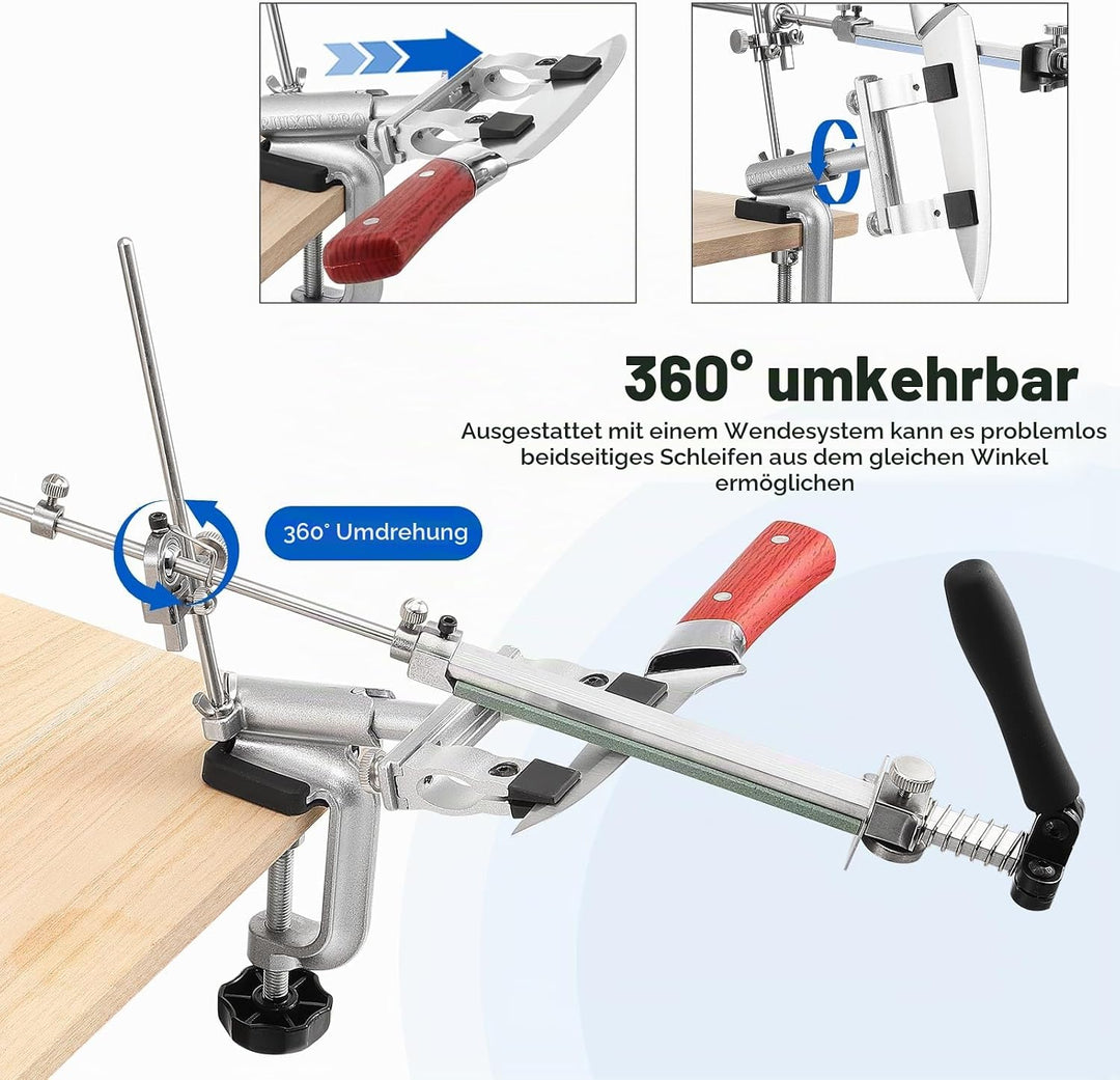 Messerschärfer Profi Messerschärfsystem RX-009, 360° Drehung mit Festem Winkel, Präzisions-Schärfger